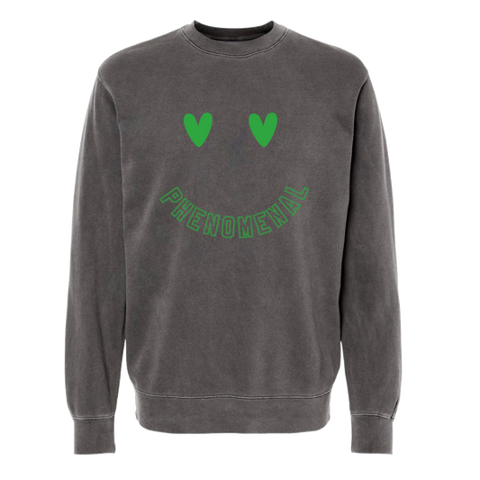 Phenomenal Heart Eyes Soft Garment Dye Crewneck Sweatshirt