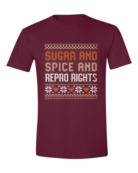 Sugar & Spice & Repro Rights T-shirt (Phenomenal x The Sweet Feminist) - Maroon